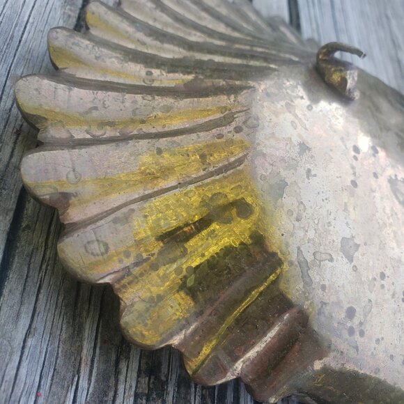 Nautical Brass Sea Shell Shaped Footed Trinket Holder Soap Dish 8.5" Long India - Picture 4 of 9